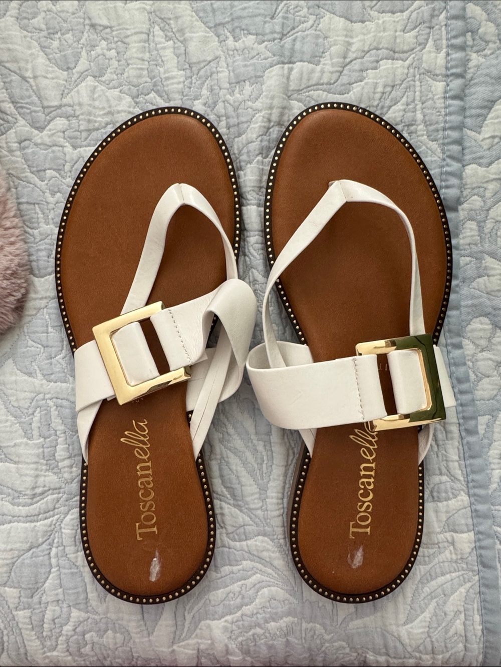 White Buckle Strap Women's Sandals Toscanella Made in Italy 8.5